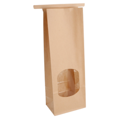 SACS SOS AUTO-FERMETURE AVEC FENÊTRE 1300 GR 60 G/M2 + 25µ OPP 9+6x25 CM NATUREL KRAFT (500 UNITÉ)