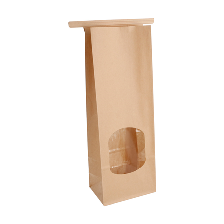 SACS SOS AUTO-FERMETURE AVEC FENÊTRE 1300 GR 60 G/M2 + 25µ OPP 9+6x25 CM NATUREL KRAFT (500 UNITÉ)