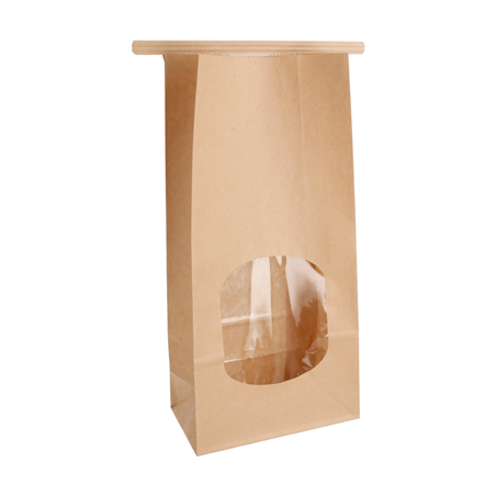 SACS SOS AUTO-FERMETURE AVEC FENÊTRE 1800 GR 60 G/M2 + 25µ OPP 12+6,5x24,6 CM NATUREL KRAFT (500 UNITÉ)