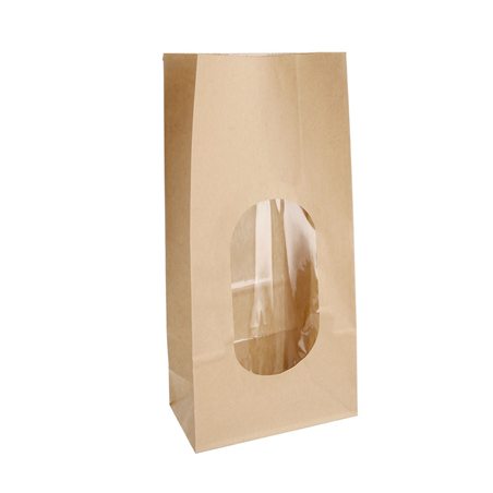 Image SACS SOS AVEC FENÊTRE 2300 GR 60 G/M2 + 25µ OPP 13+8x23,5 CM NATUREL KRAFT (500 UNITÉ) #1