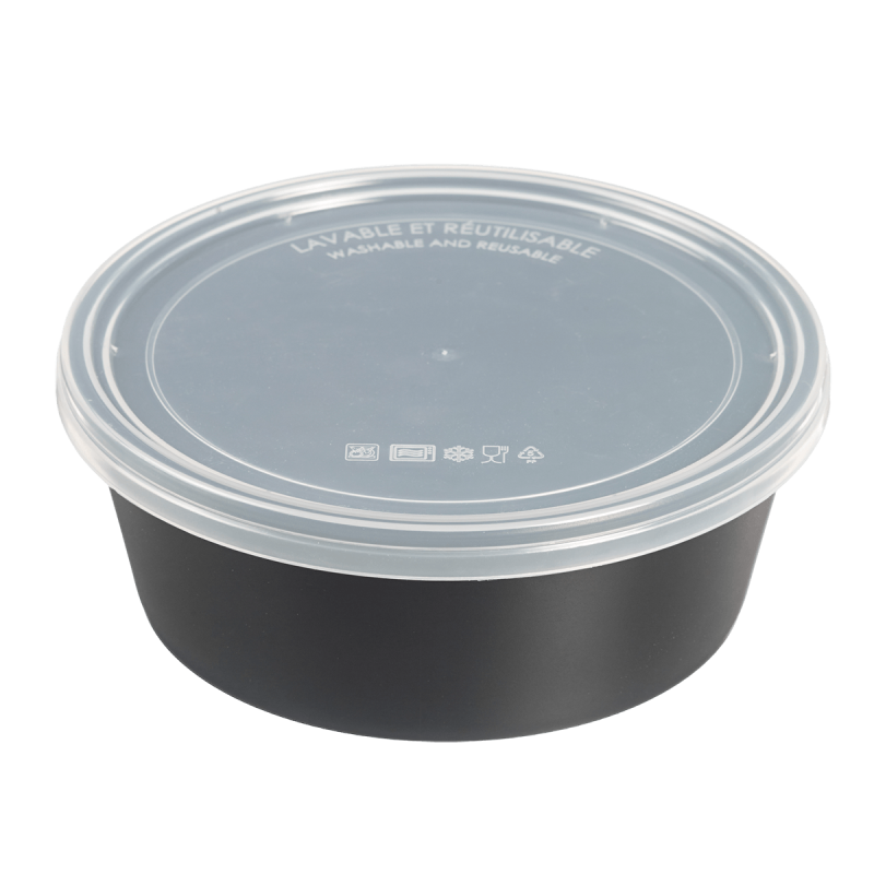Saladier LOOP avec couvercle PP noir 1300 ml Saladier LOOP avec couvercle PP noir 1300 ml