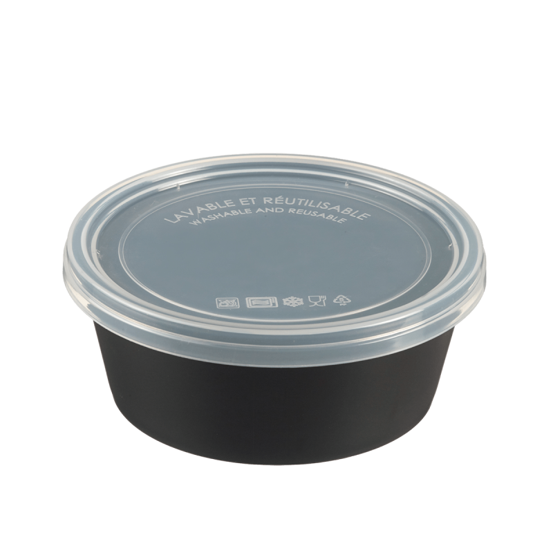 Saladier LOOP avec couvercle PP noir 750 ml Saladier LOOP avec couvercle PP noir 750 ml