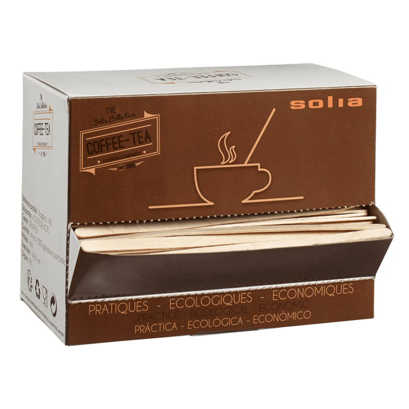 Agitateur bois en boîte distributrice 140 mm Agitateur bois en boîte distributrice 140 mm