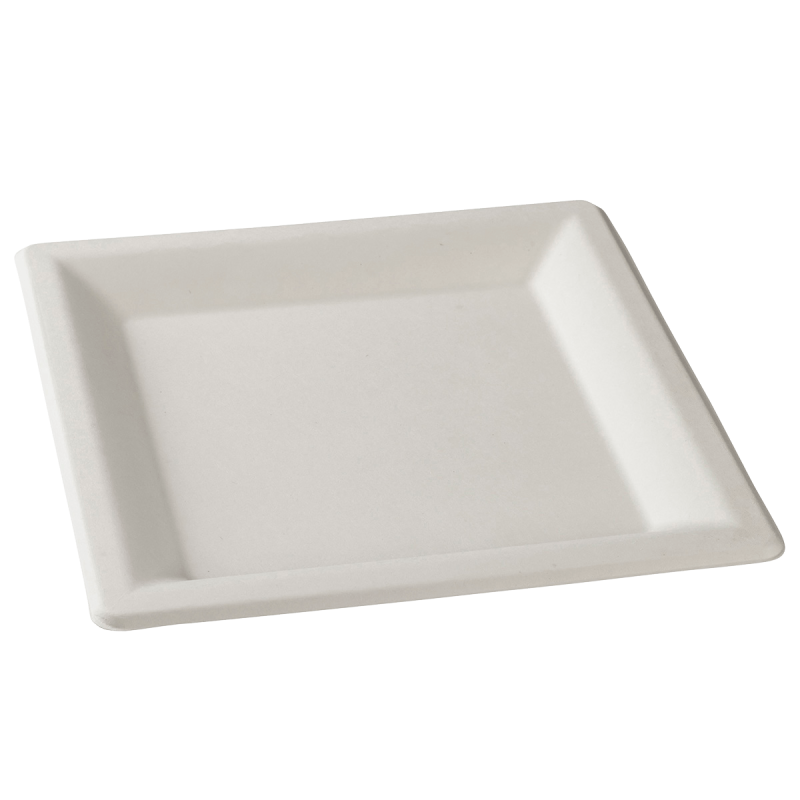 Assiette carrée pulpe de canne 260x260 mm Assiette carrée pulpe de canne 260x260 mm