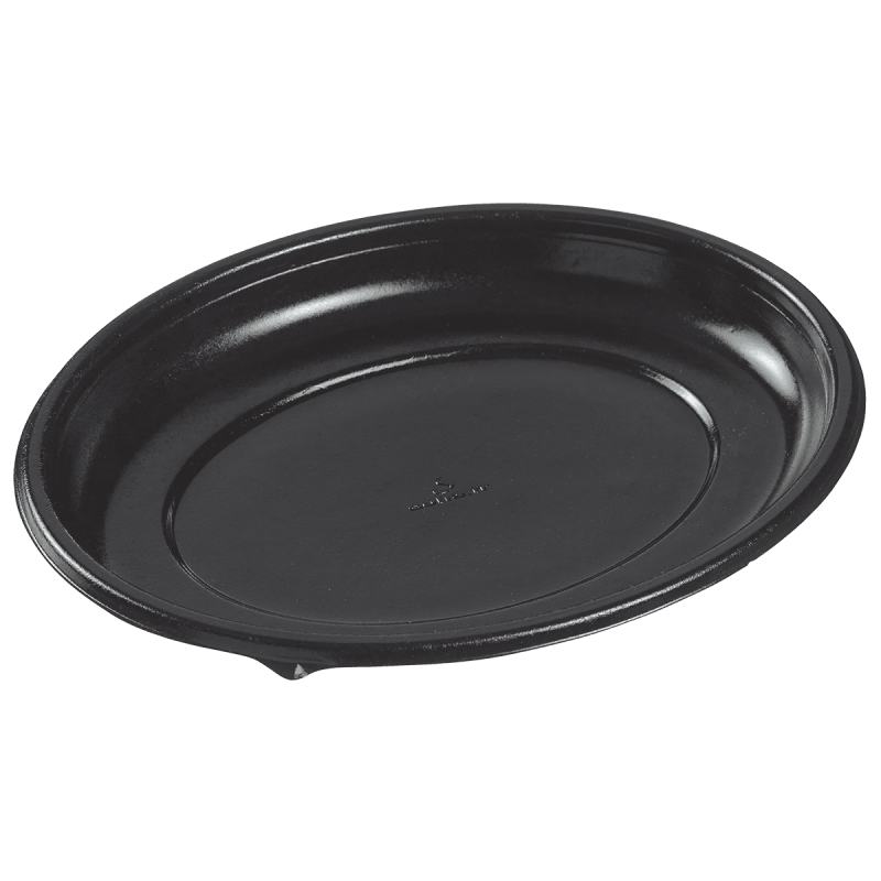 Assiette Galaxie ovale pulpe de canne avec lamination noire 220x160x22 mm