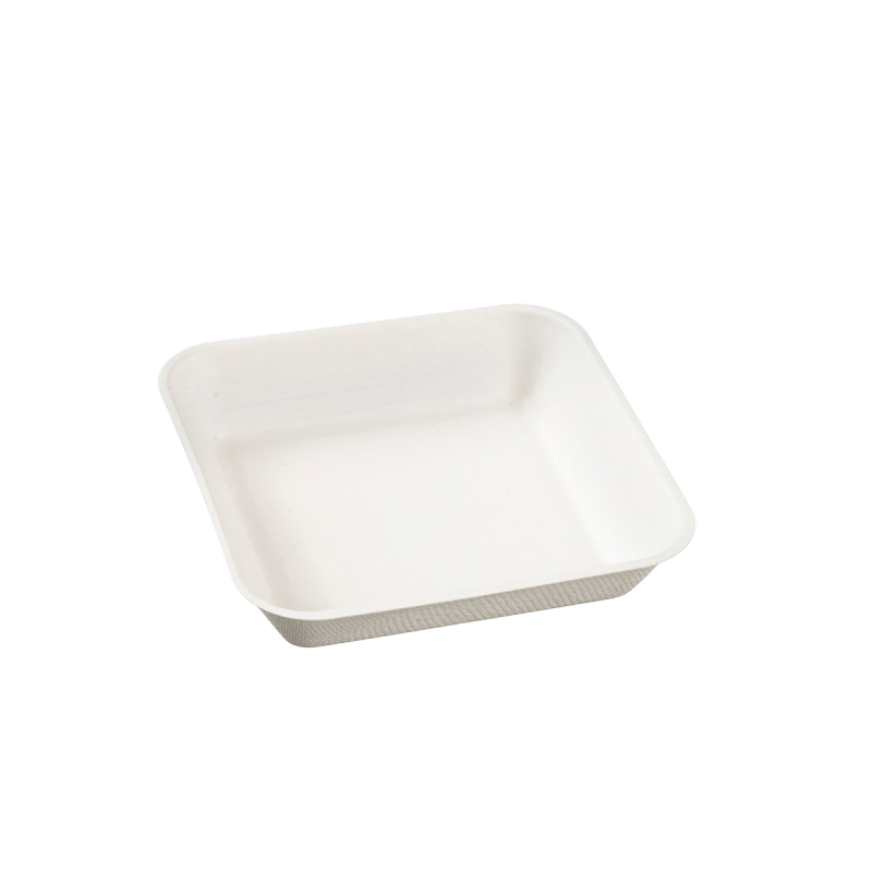 Assiette Kanopée pulpe de canne avec lamination 100x100 mm Assiette Kanopée pulpe de canne avec lamination 100x100 mm