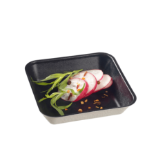 Assiette Kanopée pulpe de canne avec lamination noire 100x100 mm