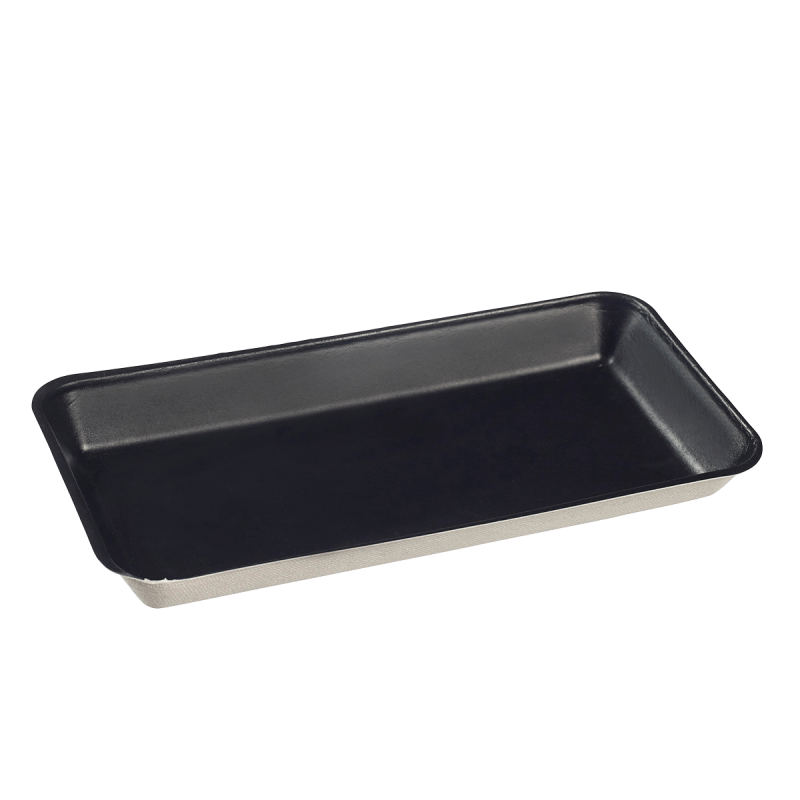 Assiette Kanopée pulpe de canne avec lamination noire 200x100 mm Assiette Kanopée pulpe de canne avec lamination noire 200x100 mm