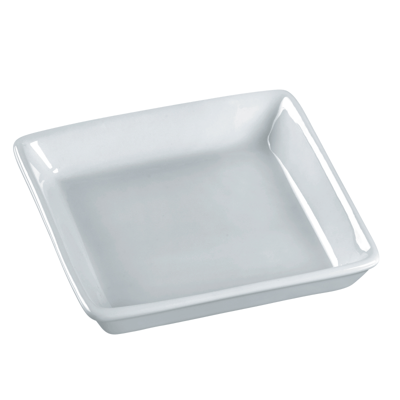 Assiette Quartz céramique blanche 90x90x16 mm Assiette Quartz céramique blanche 90x90x16 mm