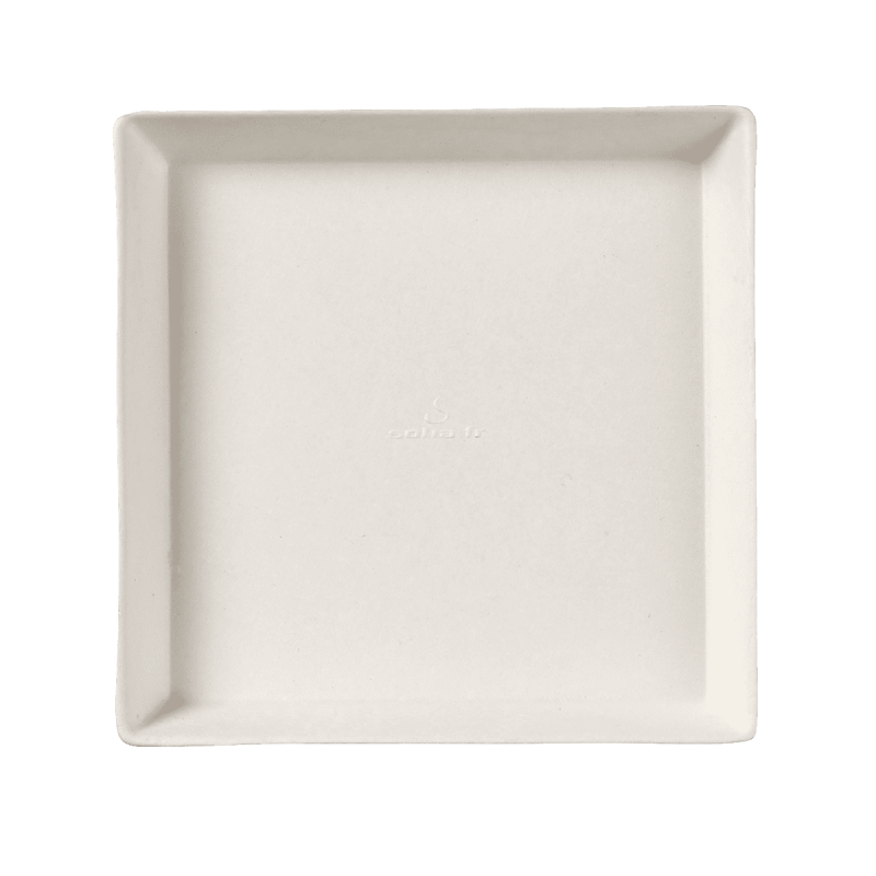 Assiette Quartz pulpe de canne avec lamination 130x130 mm Assiette Quartz pulpe de canne avec lamination 130x130 mm