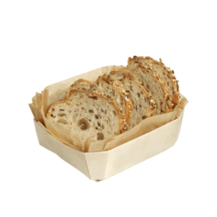 Barquette bois rectangle + papier cuisson 123x97x39 mm