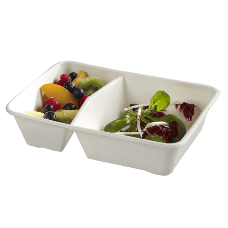 Barquette Quantum 2 compartiments avec lamination 900 + 450 ml