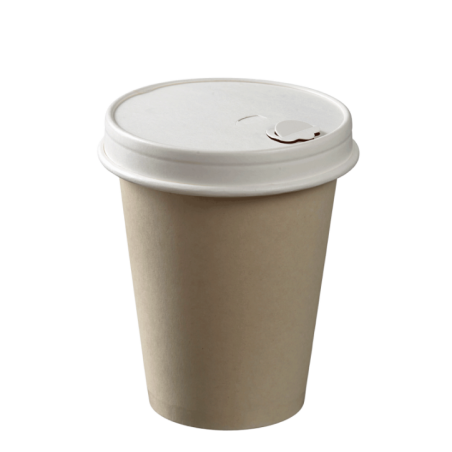 Couvercle carton blanc avec buvant pour gobelets Ø 90 mm / 400 et 490 ml