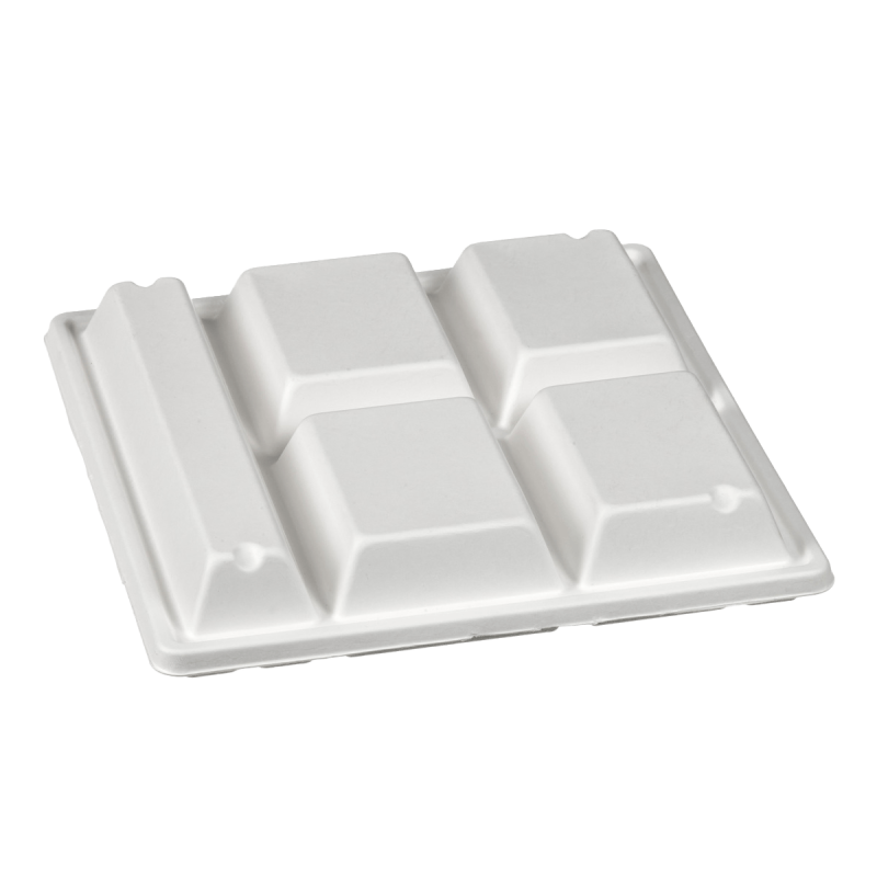 Couvercle pulpe de canne pour Plateau Five 5 compartiments Couvercle pulpe de canne pour Plateau Five 5 compartiments