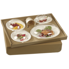 Kit plateau-repas Ecokraft vaisselle Galaxie blanche + couvercle
