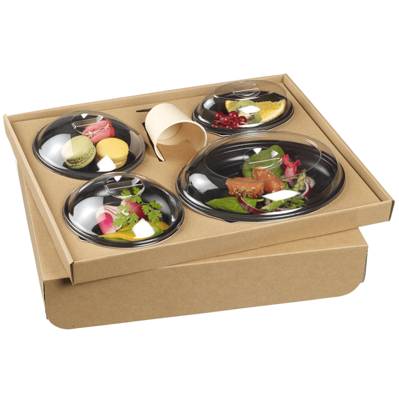 Kit plateau-repas Ecokraft vaisselle Galaxie noire + couvercle Kit plateau-repas Ecokraft vaisselle Galaxie noire + couvercle