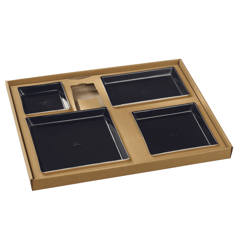 Kit plateau-repas Ecokraft vaisselle Quartz noire laminée + couvercle Kit plateau-repas Ecokraft vaisselle Quartz noire laminée + couvercle