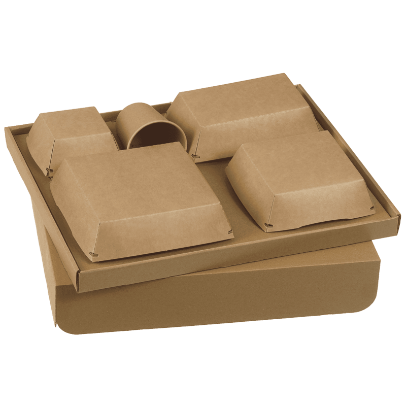Kit plateau-repas Ecokraft vaisselle Quartz ou carton + couvercle Kit plateau-repas Ecokraft vaisselle Quartz ou carton + couvercle