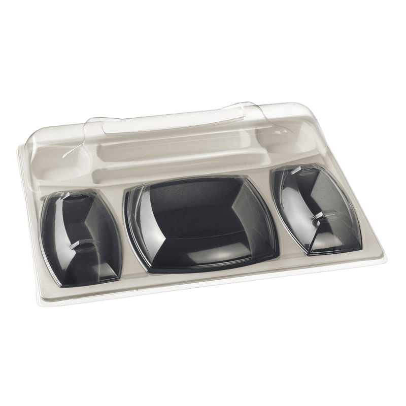 Kit plateau-repas Gala vaisselle noire + couvercle Kit plateau-repas Gala vaisselle noire + couvercle