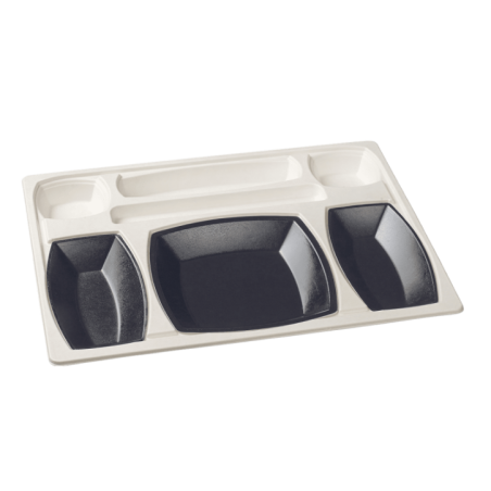 Kit plateau-repas Gala vaisselle noire + couvercle