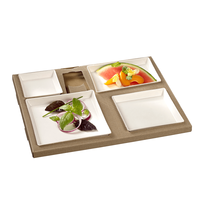Kit plateau-repas Polaris vaisselle Quartz blanche + couvercle Kit plateau-repas Polaris vaisselle Quartz blanche + couvercle