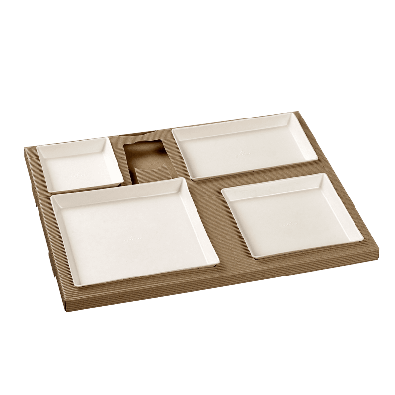 Kit plateau-repas Polaris vaisselle Quartz blanche laminée + couvercle