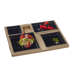 Kit plateau-repas Polaris vaisselle Quartz noire laminée + couvercle