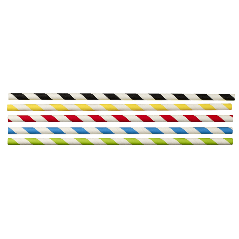 Paille rigide papier multicolore 200 mm Paille rigide papier multicolore 200 mm