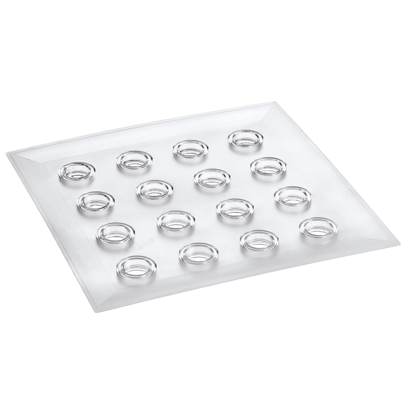 Plateau Odyssée transparent 16 flûtes 295x295 mm
