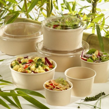 Saladier rond fibre de bambou + couvercle 1000 ml