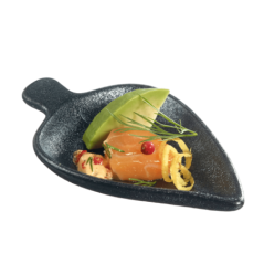 Verrine Feuille Sandy céramique noire 96x61x13 mm