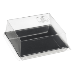 Assiette Quartz pulpe de canne avec lam. noire 110x110 mm