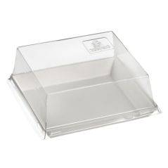 Couvercle RPET pour assiette Quartz pulpe de canne 110x110mm