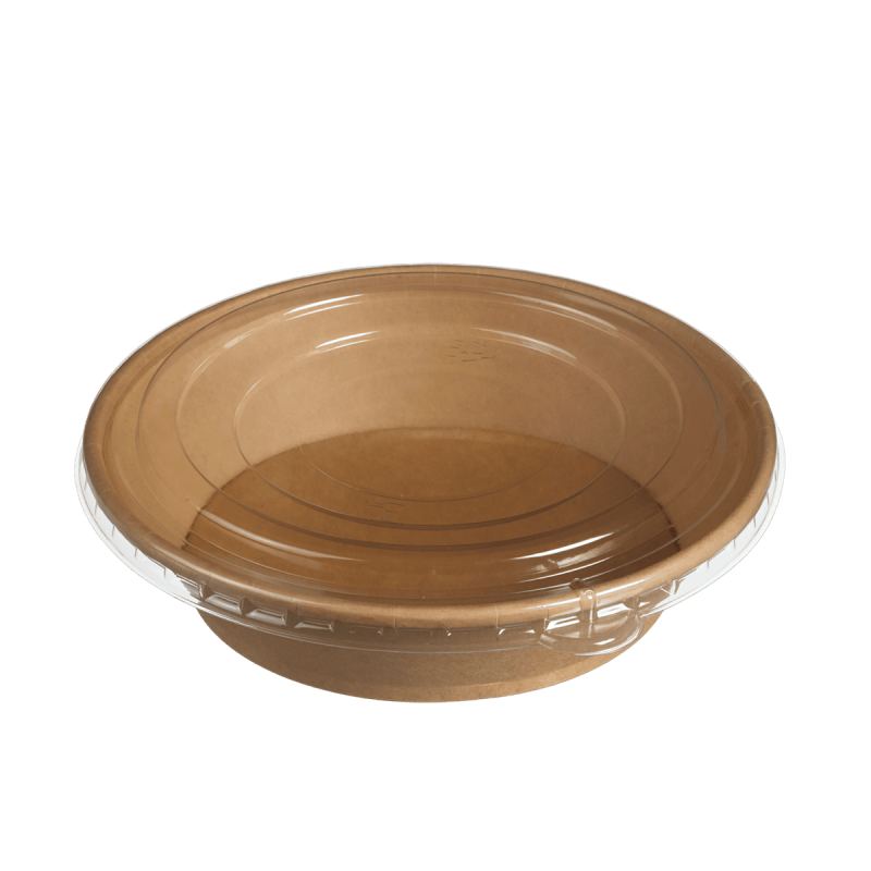 Saladier conique 750 ml Ecokraft + couv. PET anti buée x25