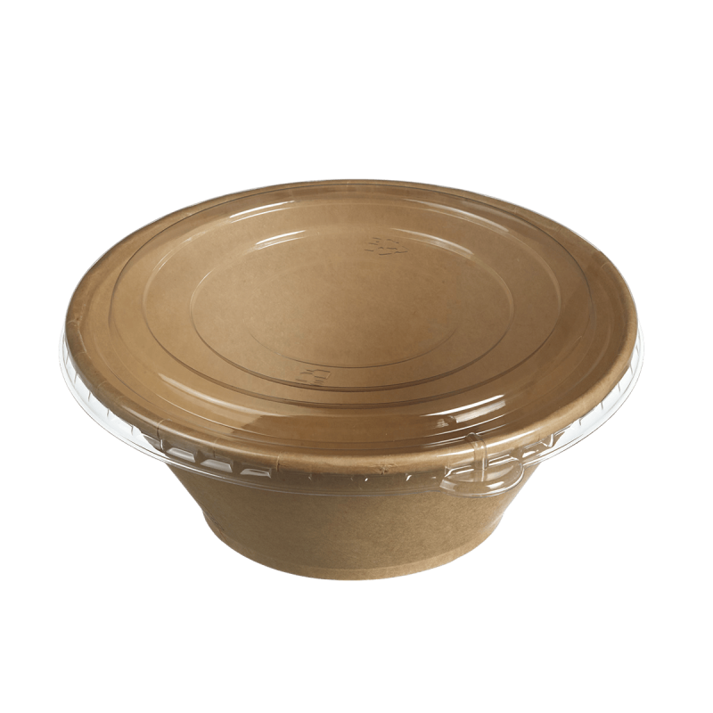 Saladier conique 1050 ml Ecokraft + couv. PET anti buée x25