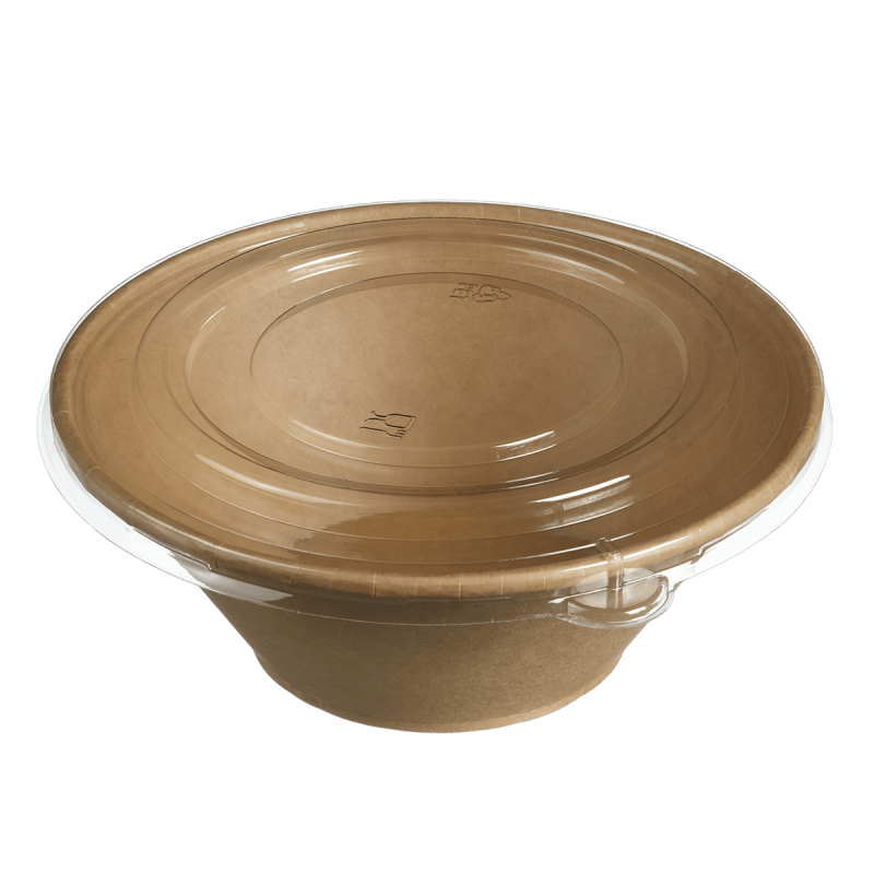 Saladier conique 1300 ml Ecokraft + couv. PET anti buée x25