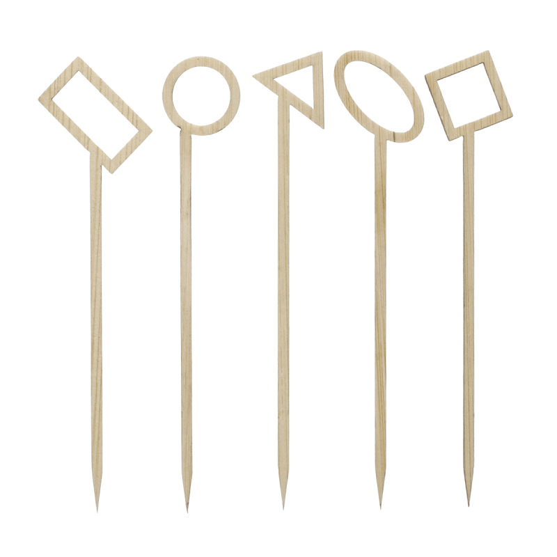 Piques Geometrik en bambou, 5 modèles panachés par 200