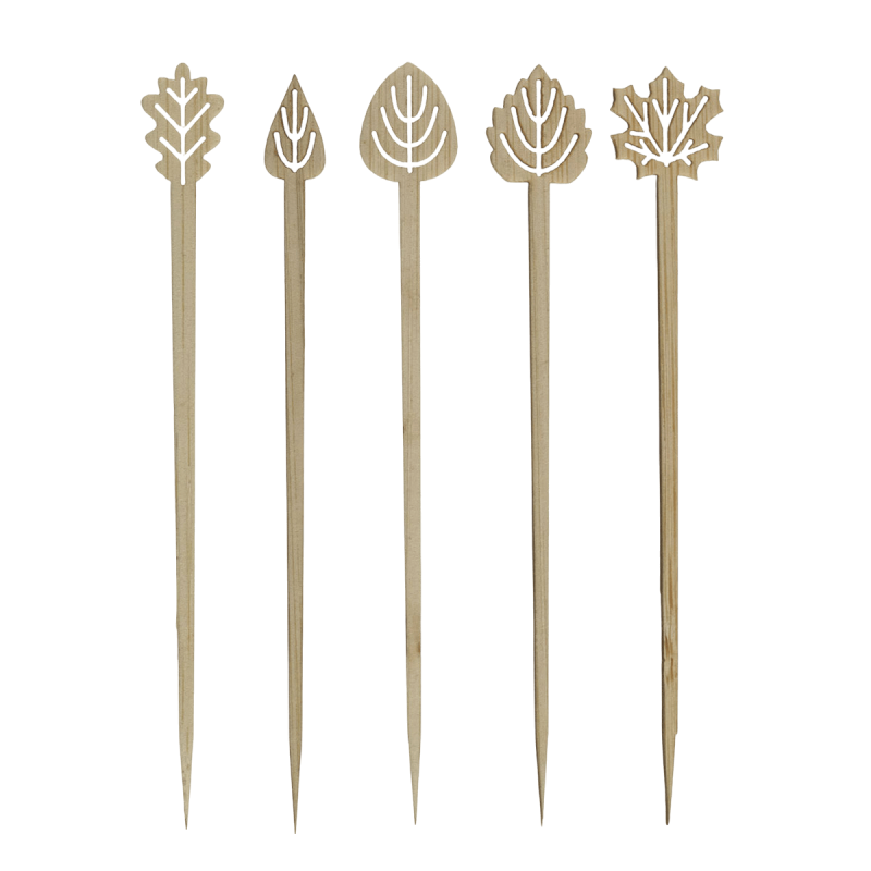 Piques Feuilles en bambou, 5 modèles panachés par 200