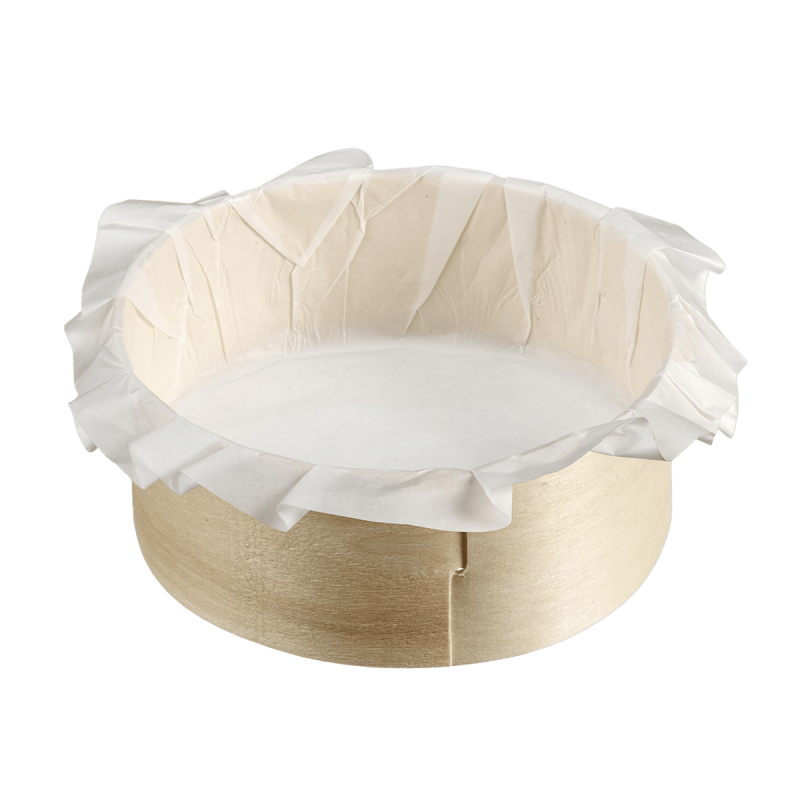 Cercle bois avec encoche + papier cuisson Ø130 H50 mm