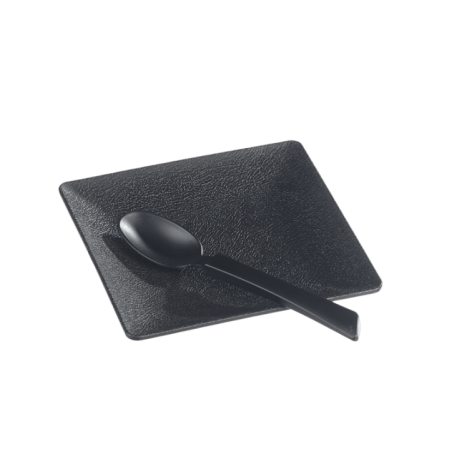 Assiette Fluid' PP noir texturé 110 x110 mm
