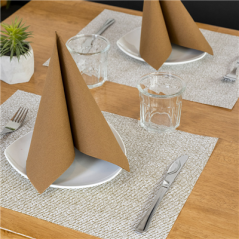 Image SERVIETTES ECOLABEL 'DOUBLE POINT' 18 G/M2 39x39 CM HAVANE OUATE (1200 UNITÉ) #4