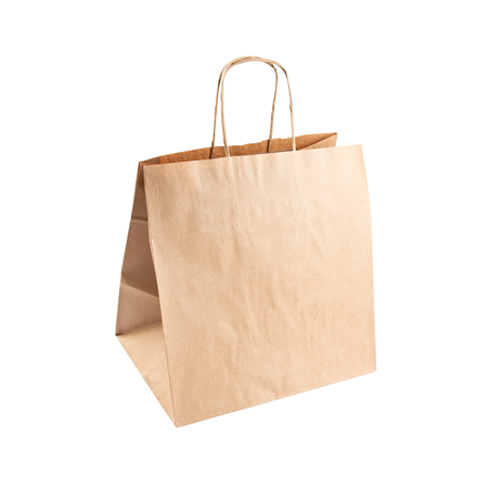 SACS SOS TRAITEUR AVEC ANSES  90 G/M2 26+20x27 CM NATUREL KRAFT (250 UNITÉ)