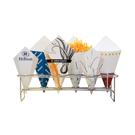 Image PORTE FRITES CONIQUE 6 CORNETS 'ARTINOX'  45x14x10,8 CM ARGENTE INOX (1 UNITÉ) #1