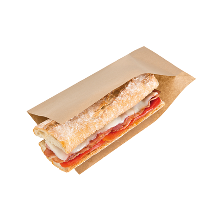 Image SACHETS OUVERTS BROCHETTES, HOT DOGS 'OPEN PACK' 35 G/M2 + 10 LDPE 25x13/10 CM NATUREL KRAFT (100 UNITÉ) #1