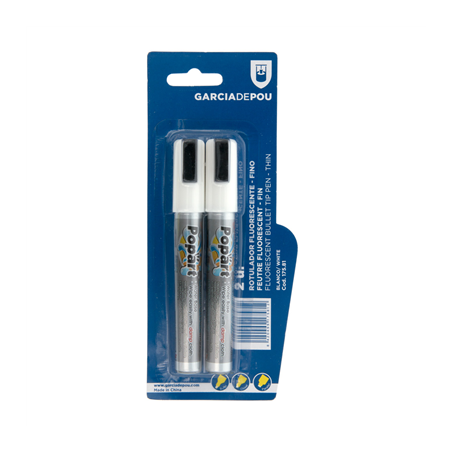 Image 2 U. FEUTRES FLUORESCENTS FINS  Ø 1,5x14 CM BLANC FEUTRE (1 UNITÉ) #1