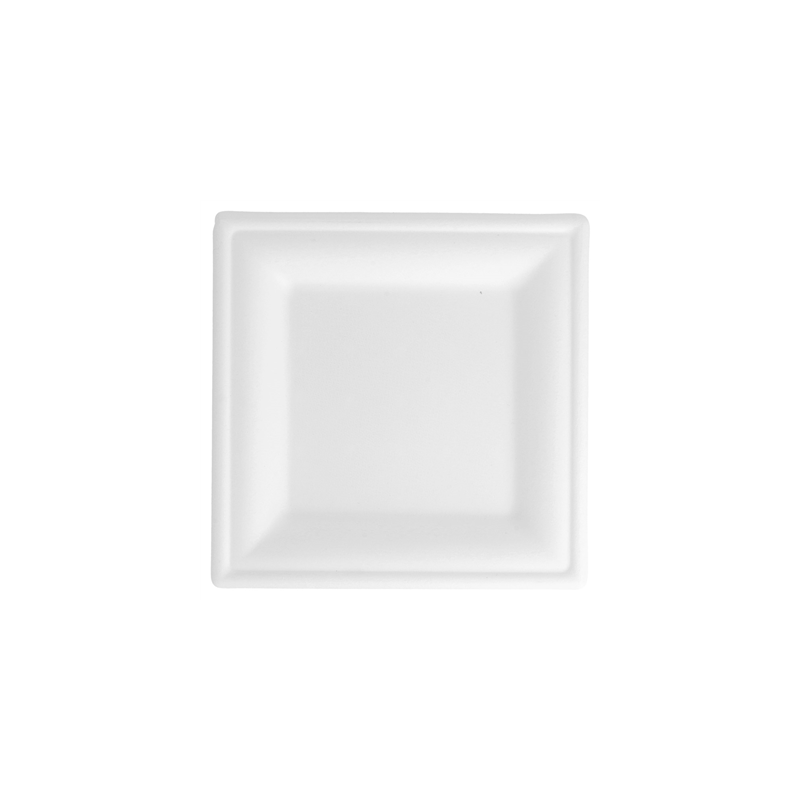 ASSIETTES CARRÉES 'BIONIC'  16x16x1 CM BLANC BAGASSE (1000 UNITÉ)