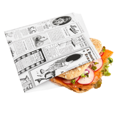 Image PAPIER INGRAISSABLES OUVERT 2 CÔTÉS FAST FOOD 'TIMES' 35 G/M2 16x16,5 CM BLANC PARCH.INGRAISSABLE (500 UNITÉ) #3