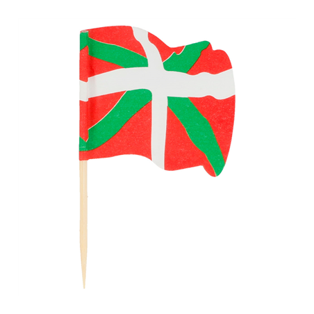 Image PETITS DRAPEAUX "EUSKADI"  4x3/6,5 CM ASSORTI BOIS (144 UNITÉ) #1