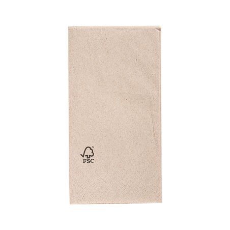 SERVIETTES ECOLABEL 2 PLIS P.1/8  18 G/M2 40x40 CM NATUREL OUATE RECYCLÉE (1800 UNITÉ)