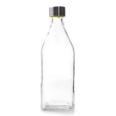 Image BOUTEILLE + BOUCHON ACIER 'WAKI GLASS' 1 L Ø 8,8x25,8 CM TRANSPARENT VERRE (12 UNITÉ) #1